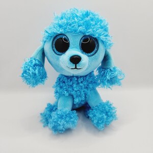 Vintage Ty Beanie Boo &#39;Mandy&#39; the Blue Poodle Dog (6 inch) - No Hang Tag