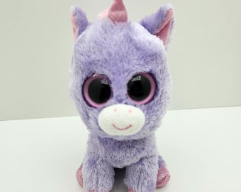 Ty Beanie Boo "Rainbow" the Purple Unicorn (6 inch) *Rare* - No Hang Tag
