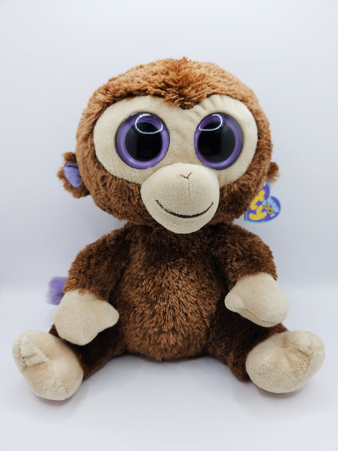 Ty Beanie Boo 'coconut' the Monkey larger 9 Inch Purple Hang Tag rare