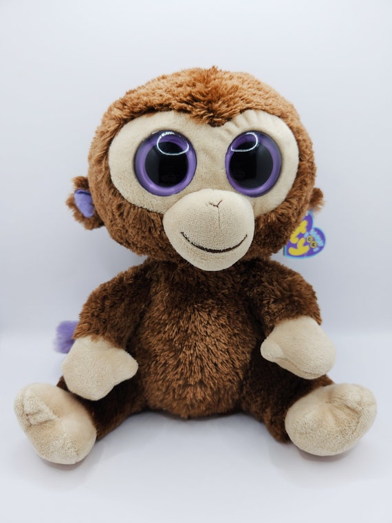 Ty Beanie Boo coconut the Monkey larger 9 Inch Purple Hang Tag