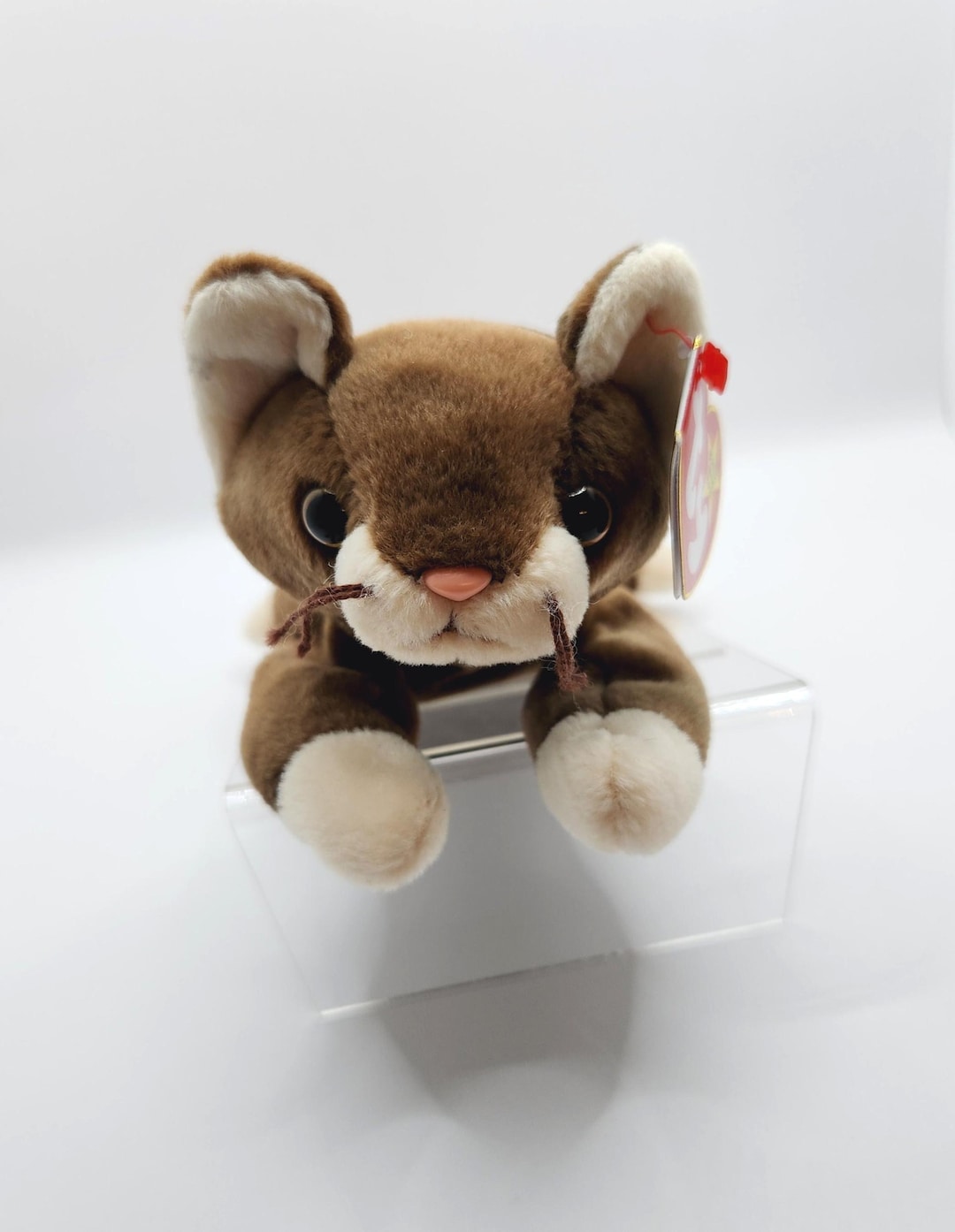 Vintage Ty Beanie Baby 'pounce' the Brown Cat (7 Inch)