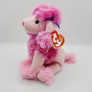 Vintage Ty Beanie Baby &#39;Ohh-La-La&#39; the Pink Poodle Dog (6 inch)
