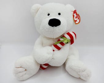 Ty Pluffies Collection 'Candy Cane' the Polar Bear (8 inch) *Rare*