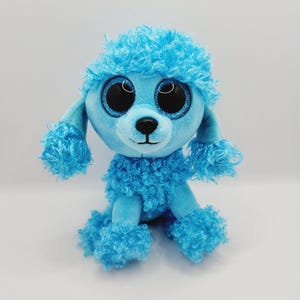 Vintage Ty Beanie Boo &#39;Mandy&#39; the Blue Poodle Dog (6 inch)