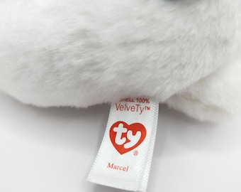 Ty Beanie Baby - Marcel El Bulldog Francés Blanco / Perro Boston