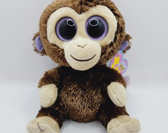 Vintage Ty Beanie Boo &#39;Coconut&#39; the Monkey (6 inch) Purple hang tag *Rare*
