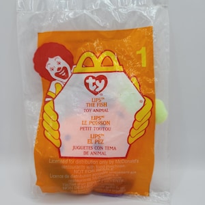 Vintage Ty McDonald&#39;s Teenie Beanie &#39;Lips&#39; the Fish (4 inch) - Sealed in Package