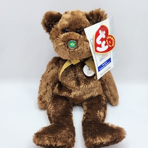 Vintage Ty Beanie Baby &#39;Champion&#39; the FIFA Soccer Bear - Brazil (8.5 inch)