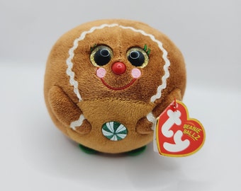 Vintage Ty Beanie Ballz 'ginger' the Gingerbread Plush Ball (5