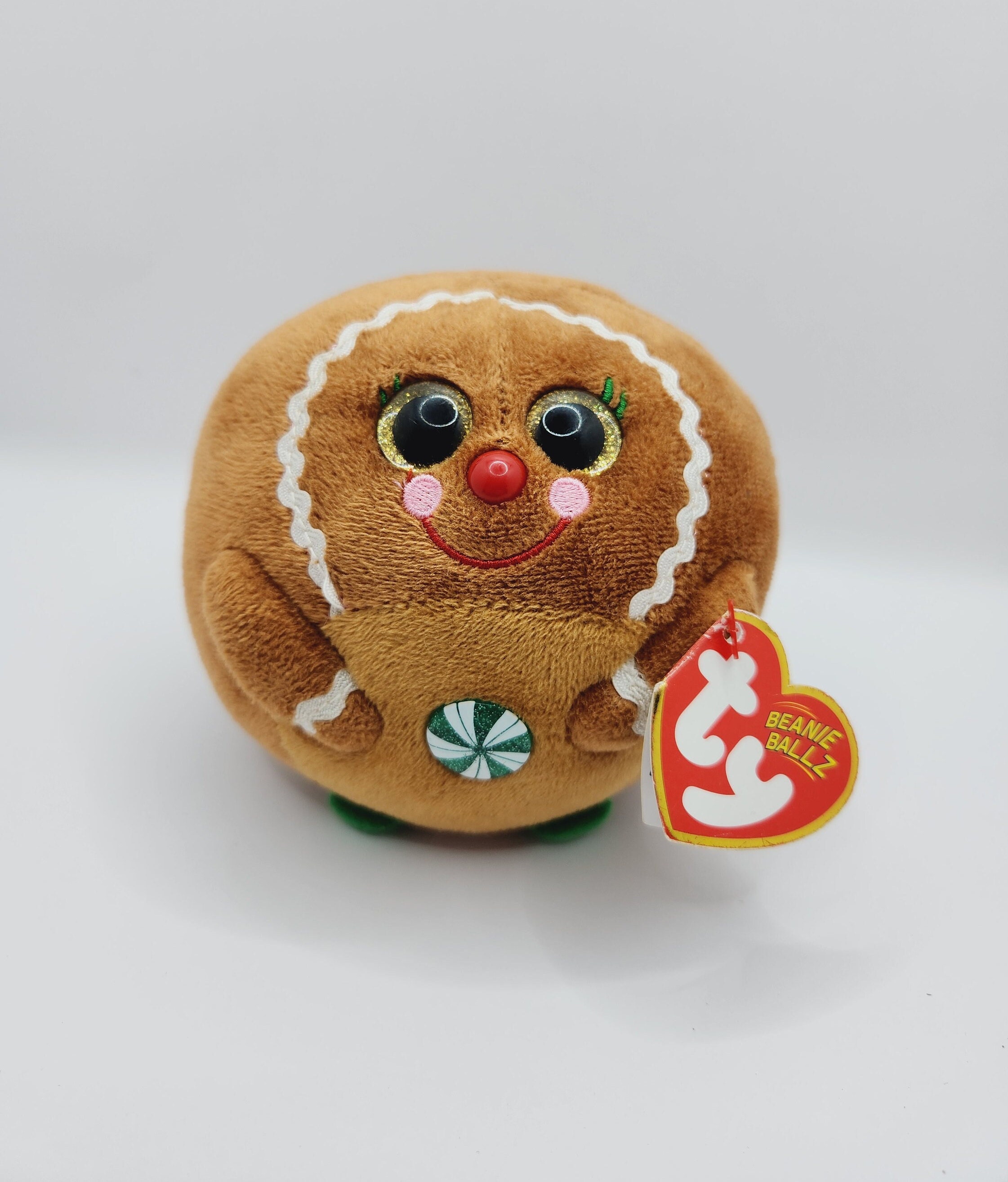 Vintage Ty Beanie Ballz 'ginger' the Gingerbread Plush Ball (5