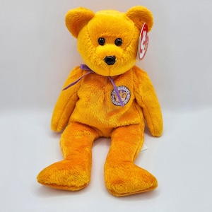 Vintage Ty Beanie Baby &#39;Celebrations&#39; the Queen Elizabeth Golden Jubilee Bear (8.5 inch)
