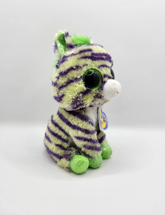 Ty Beanie Boo 'wild' the Green & Purple Zebra 6 Inch Justice