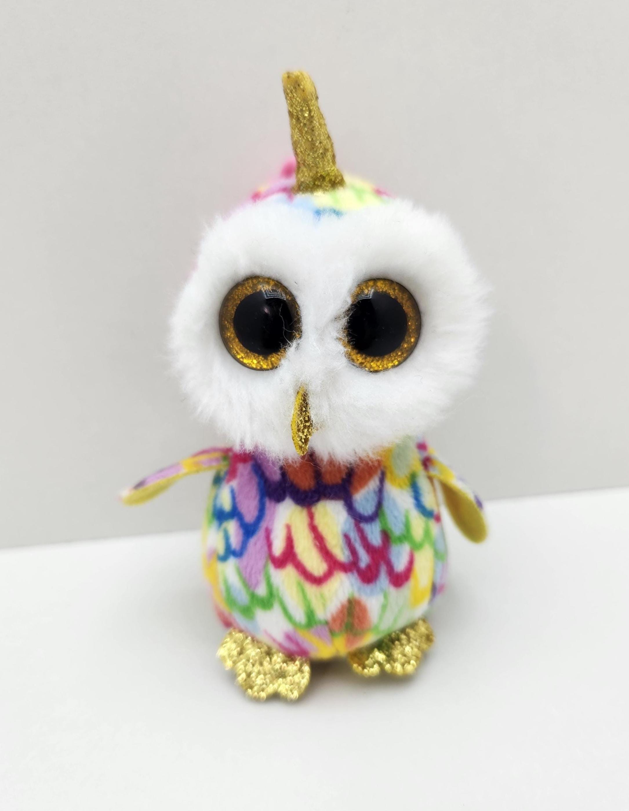 Vintage Ty Beanie Boo "Enchanted" the Unicorn Owl Key Clip (3.5 inch) - No Hang Tag