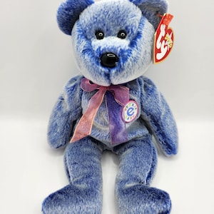 Vintage Ty Beanie Baby &#39;Periwinkle&#39; the E-Bear (8.5 inch)