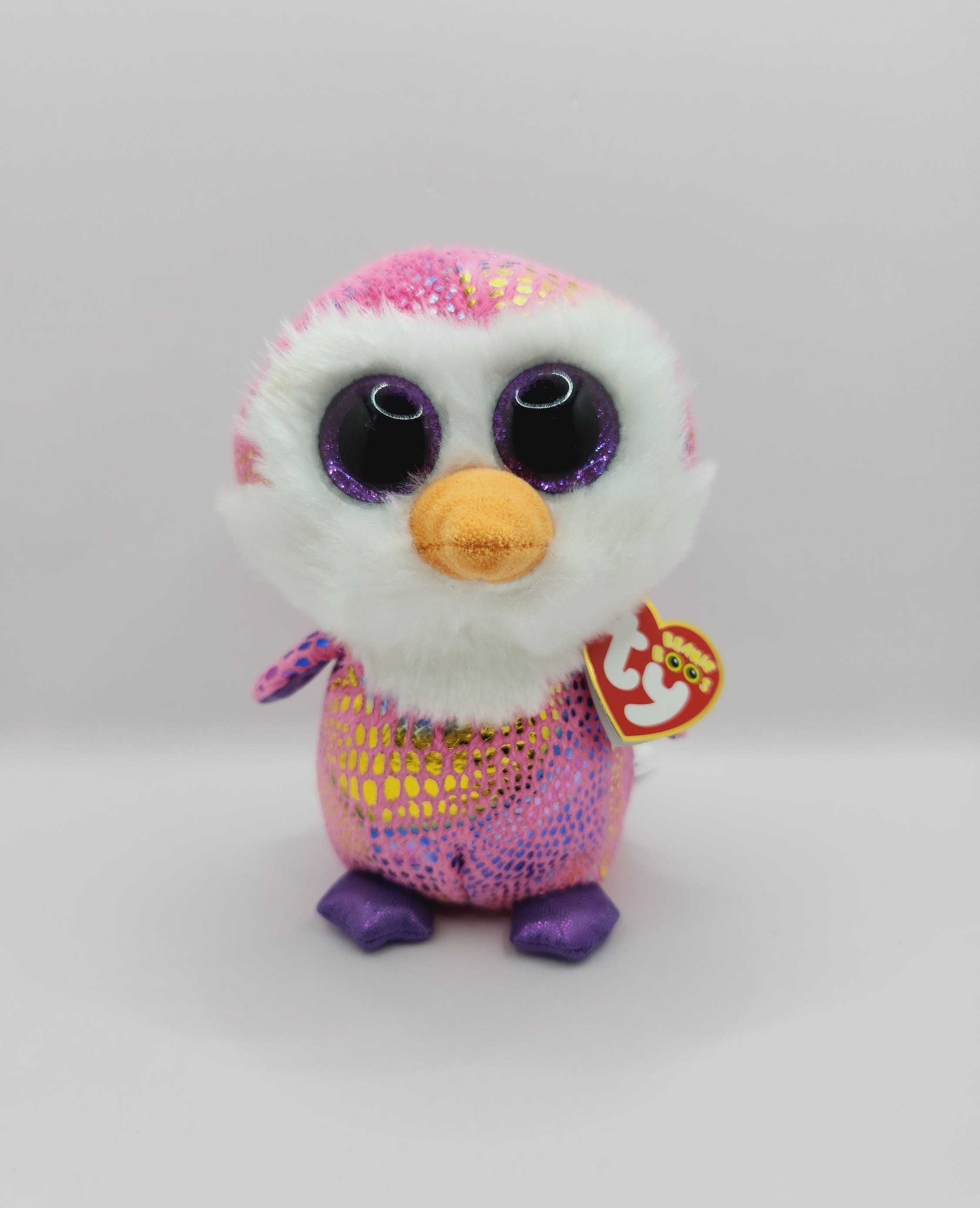 Vintage Ty Beanie Boo 'Patty' the Pink Owl (6 inch) - Justice Exclusive *Rare*