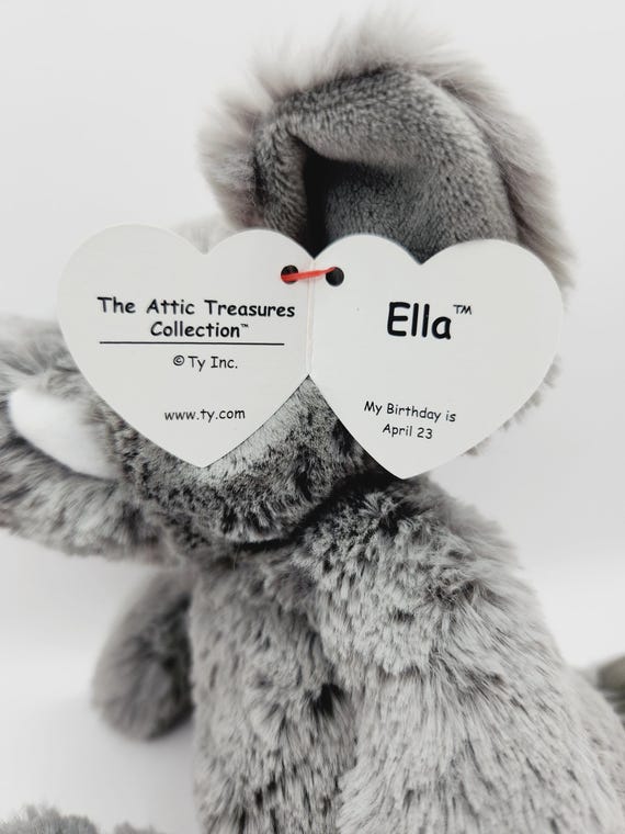 Vintage Ty Attic Treasures 'ella' the Gray Elephant (9 Inch