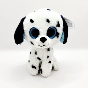 Vintage Ty Beanie Boo &quot;Fetch&quot; Dalmatian Dog (6 inch) Solid Eyes *Rare* - Damaged Hang Tag