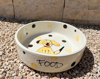 Handgefertigter Fressnapf aus Keramik, großer Futternapf (1l)