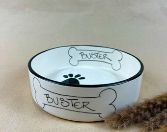 Personalized Ceramic Dog Bowl, Custom Pet Food Bowl (20cm)