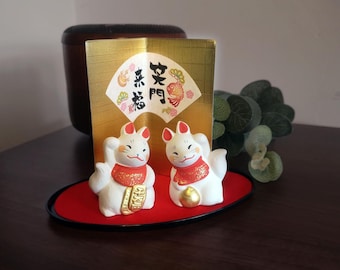 伏見稲荷きつね｜樹脂製招福狐人形｜幸運と守護 - [日本製陶器招福狐
