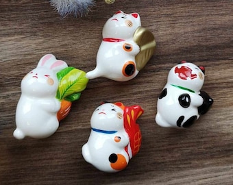 Japanese Lucky Cat Rabbit Fridge Magnets New Year Good Luck Kawaii Homeware