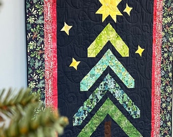 Modello per trapunta "Sunflower Lane O' Christmas Tree", trapunta natalizia, trapunta natalizia, da appendere alla parete, download digitale