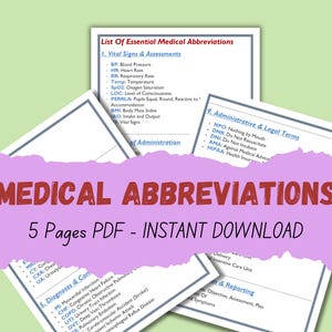 Medical Abbreviations | Nursing Abbreviations For Nursing School Students | Nursing Notes 2025 | Digital Download