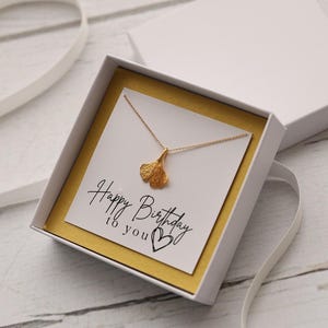 Necklace with ginkgo leaf made of gold-plated 925 silver, ginkgo leaf pendant, leaf pendant, necklace with leaf, gift birthday best friend