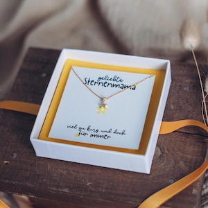 Sternenkind Kette mit Sternanhänger aus vergoldetem 925 Silber, Trostgeschenk Sternenkind Erinnerung, Trauerbegleiter, Sternenmama Andenken