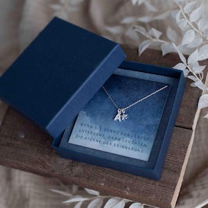 Trauergeschenk Kette mit Stern- und Buchstabenanhänger aus 925 Silber, Trostgeschenk, Beileid, Erinnerung, Trauerbegleiter, Trauergeschenk