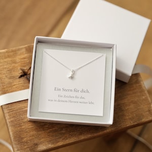 Trauergeschenk Kette mit Sternanhänger aus 925 Silber, Trostgeschenk Sternenkind Erinnerung, Trauerbegleiter, Sternenmama Verlust Andenken