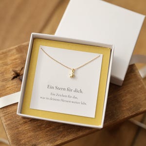 Trauergeschenk Kette mit Sternanhänger, vergoldetes 925 Silber, Trostgeschenk Sternenkind Erinnerung, Trauerbegleiter Sternenmama Verlust