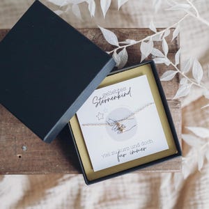 Sternenkind Armband mit Stern aus vergoldetem 925 Silber, Trauergeschenk , Erinnerung, Trostgeschenk, Trauerbegleiter,Beileidsgeschenk Stern