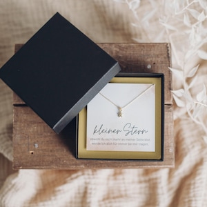 Sternenkind Kette mit Sternanhänger aus vergoldetem 925 Silber, Trostgeschenk Sternenkind Erinnerung, Trauerbegleiter, Sternenmama Andenken