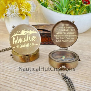 Engraving Working Brass Compass -  Adventure Awaits Custom Compass - Gift For Him - Gift For Men - Christmas Gift - Anniversary Gift COMPASS