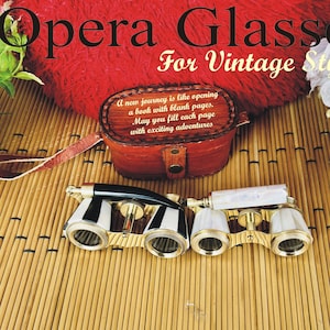 Handicraft Personalized Working Binoculars- Opera Glasses Mother of Pearl and Scope Spyglass- Engraved Leather Case- Git For Anniversary