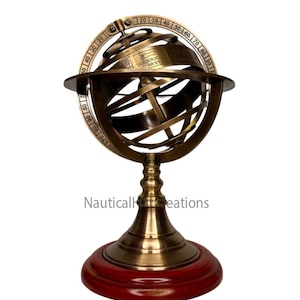 Personalized Brass Armillary Sphere Vintage Armillary Working Astrolabe Nautical Marine Tabletop Globe Navy instruments Armillary Well Decor