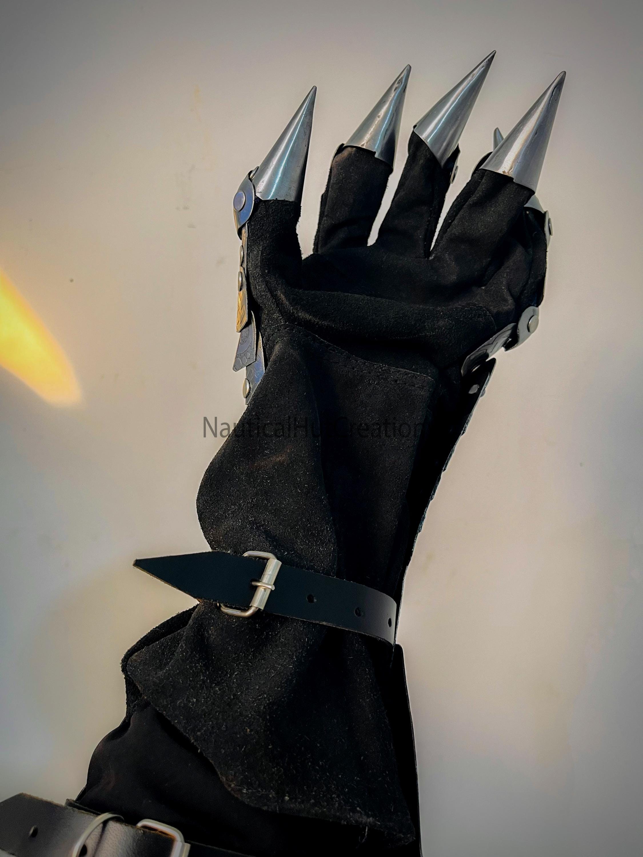 Guanteletes de larp medievales, guantes de armadura de combate, guanteletes de guantelete, brazos, acero, gótico, disfraz de cosplay, Negro Guanteletes de larp medievales, guantes de armadura de combate, guanteletes de guantelete, brazos, acero, gótico, disfraz de cosplay, Negro