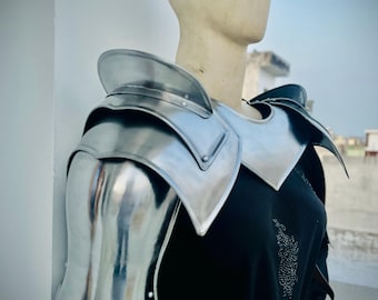 Conjunto de armadura de hombrera con gorguera de acero dulce: armadura SCA de caballero para cosplay