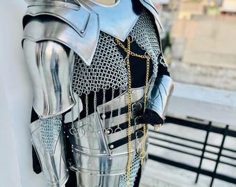 Armadura de dama medieval: conjunto de cosplay de cota de malla de acero