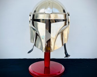 Casco mandaloriano hecho a mano, accesorio de disfraz de acero
