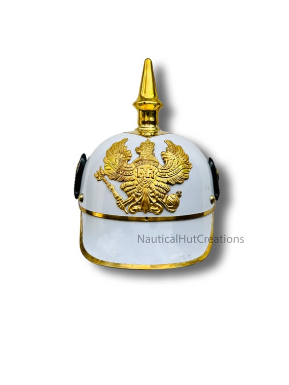 german helmet with spike for motorcycle AnNafi Pickelhaube | Leather Pickelhaube Imperial Prussian Helmet | Brass Military Officer Spiked Men's Costume spike helmet german - TikTok