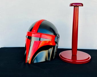 Handmade Mandalorian Helmet – Black & Red Armor, Star Wars Cosplay