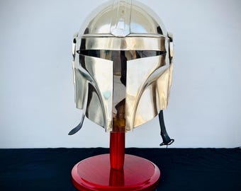 Premium Mandalorian Beskar Steel Helmet, Armor Cosplay Costume, Star Wars Prop Replica Helmet, Halloween Costume Home Decorative Best Gift