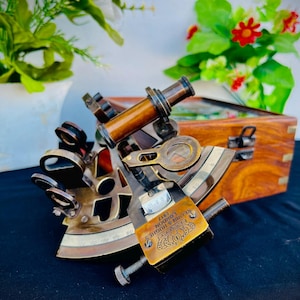 Handmade Brass Sextant: Nautical Maritime Astrolabe - 6&quot;