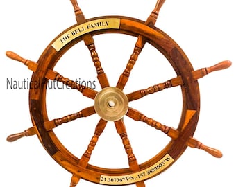 Handmade Personalized Wooden Ship Wheel: Nautical Wall Decor