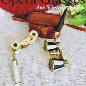 Personalized Working Brass Opera Glasses, Vintage Binocular Telescope, Beautiful Brass Mother of Pearl La Dauphin Paris, Christmas Gift,