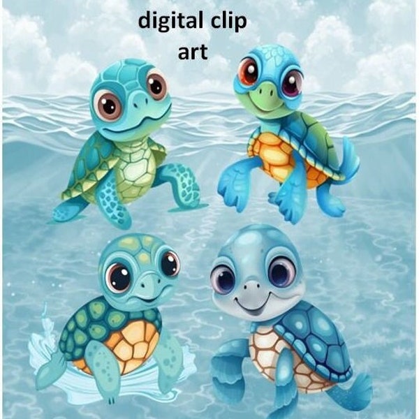 turtle clip art, turtle svg, sea turtle, png, ocean animal, clipart, digital download, cute, kids, birthday, sticker, funny, cozy