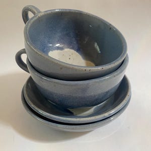 Sky Blue Cloud Latte Mugs and Saucers (set of 2)