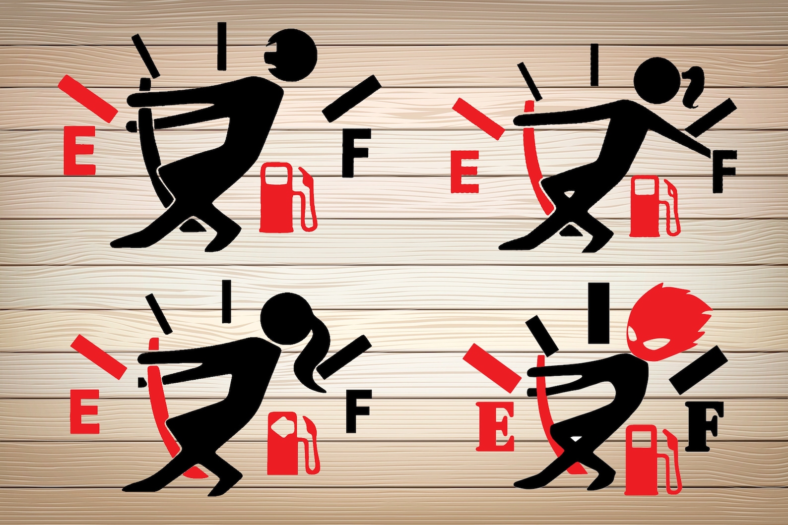 4 X Funny Gas Tank Svg Downloads Files PNG SVG, Gas Needle, Fuel Gauge